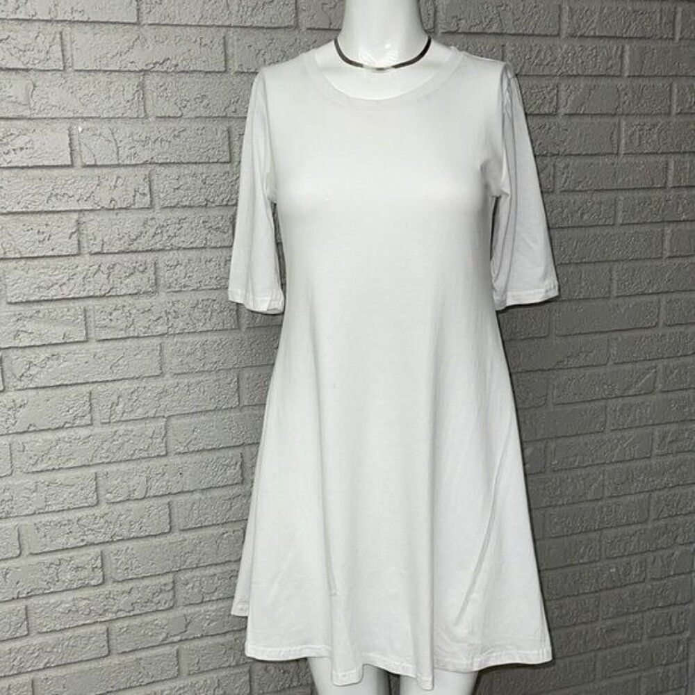 Eileen Fisher Women White A-Line T-Shirt Dress Size S - Picture 2 of 7